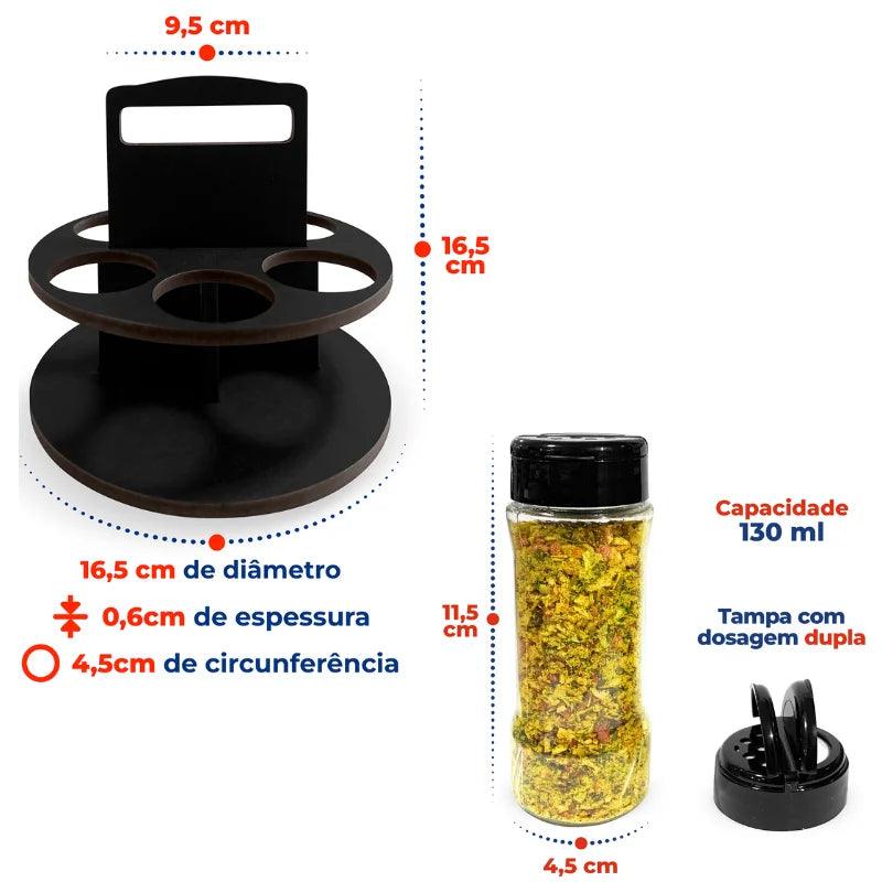 Porta Tempero + 8 Potes Para Mantimentos 130ml