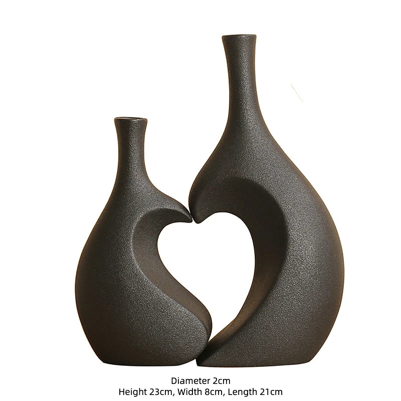 Vaso Oco em Forma de Coração Elegance-0198-OutletMup-Preto-OutletMup