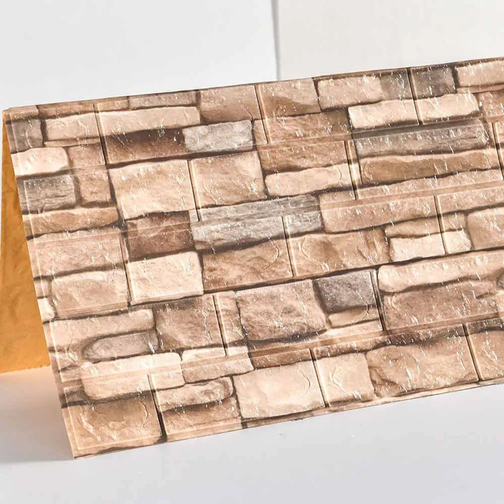 Papel de Parede 3D Imitando Tijolos - Autoadesivo e à Prova d'Água Mup-0114-OutletMup-Café Retrô-1 Peça (70cmx77cm)-OutletMup