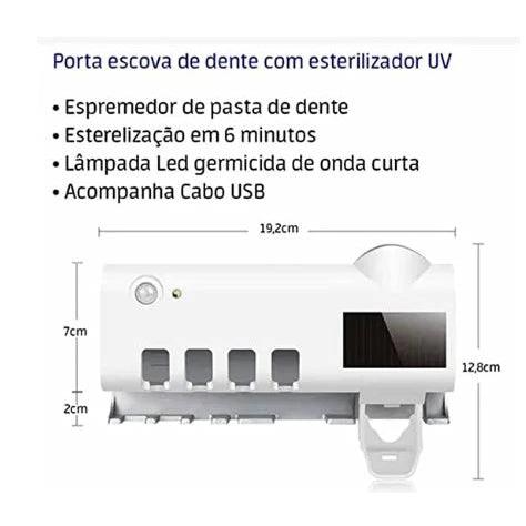 Suporte Dipenser Com Esterilizador Uv Porta Escova e Pasta