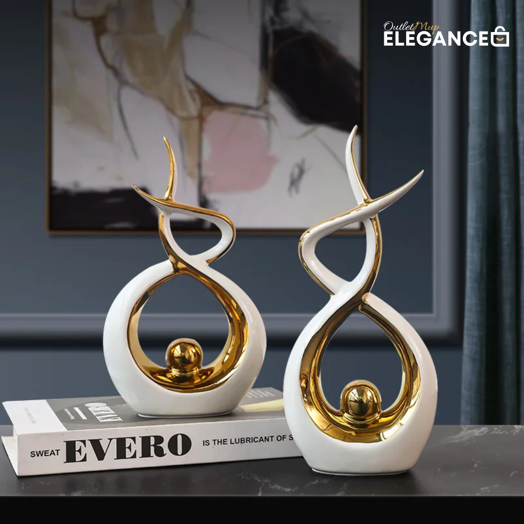 Escultura Abstrata de Cerâmica Elegance-0167-OutletMup-OutletMup