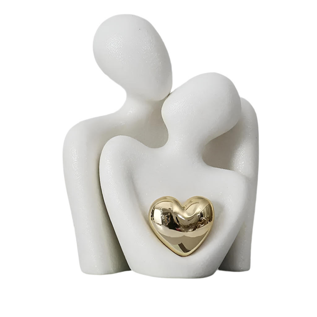 Estátua Decorativa Abstrata de Casal Escultura Moderna em Cerâmica para Sala Mup-0048-OutletMup-OutletMup