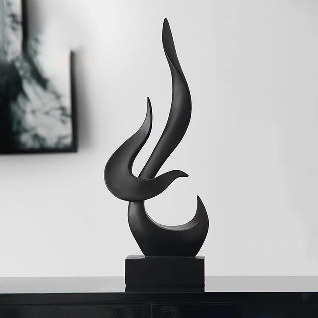 Escultura Abstrata em Resina para Decoração Moderna de Casa e Escritório Mup-0042-OutletMup-Preto-OutletMup