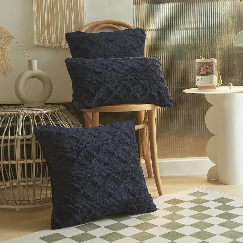 Capas de Almofada Geométricas em Jacquard-0195-OutletMup-Azul-30cmx50cm-OutletMup