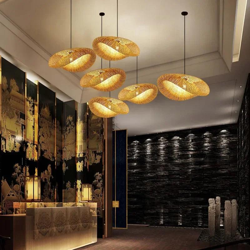 Luminária Pendente de Bambu 40cm para Decoração de Interiores Mup-0094-OutletMup-OutletMup