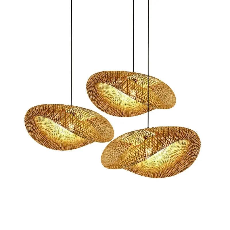 Luminária Pendente de Bambu 40cm para Decoração de Interiores