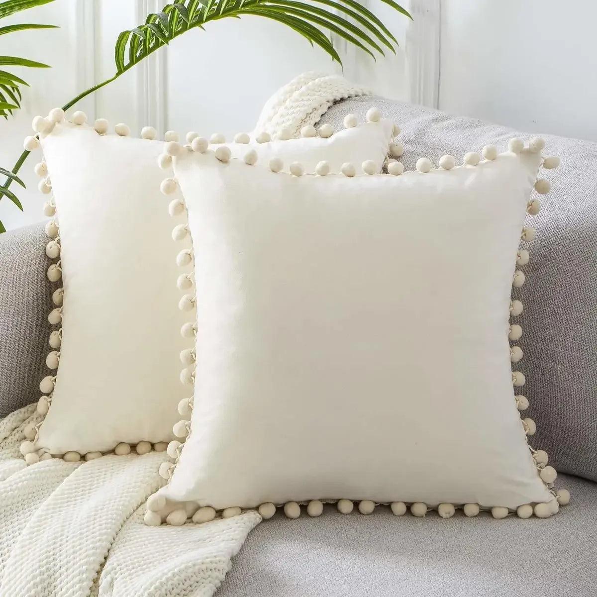 Capa de Almofada de Veludo com Bolinhas Mup-0023-OutletMup-Branco-OutletMup