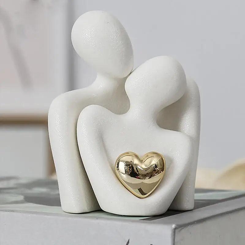 Estátua Decorativa Abstrata de Casal Escultura Moderna em Cerâmica para Sala Mup-0048-OutletMup-OutletMup