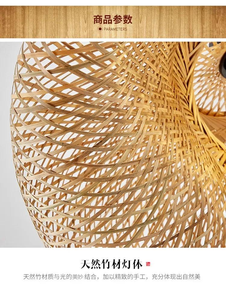 Luminária Pendente de Bambu 40cm para Decoração de Interiores