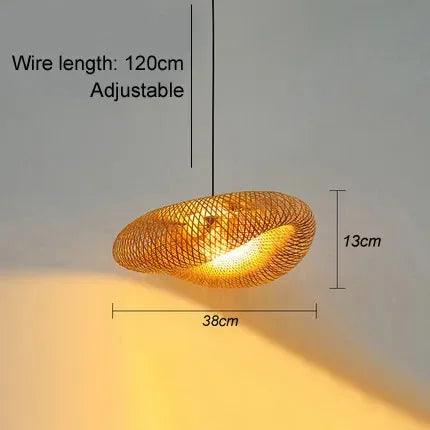 Luminária Pendente de Bambu 40cm para Decoração de Interiores Mup-0094-OutletMup-38 cm-OutletMup