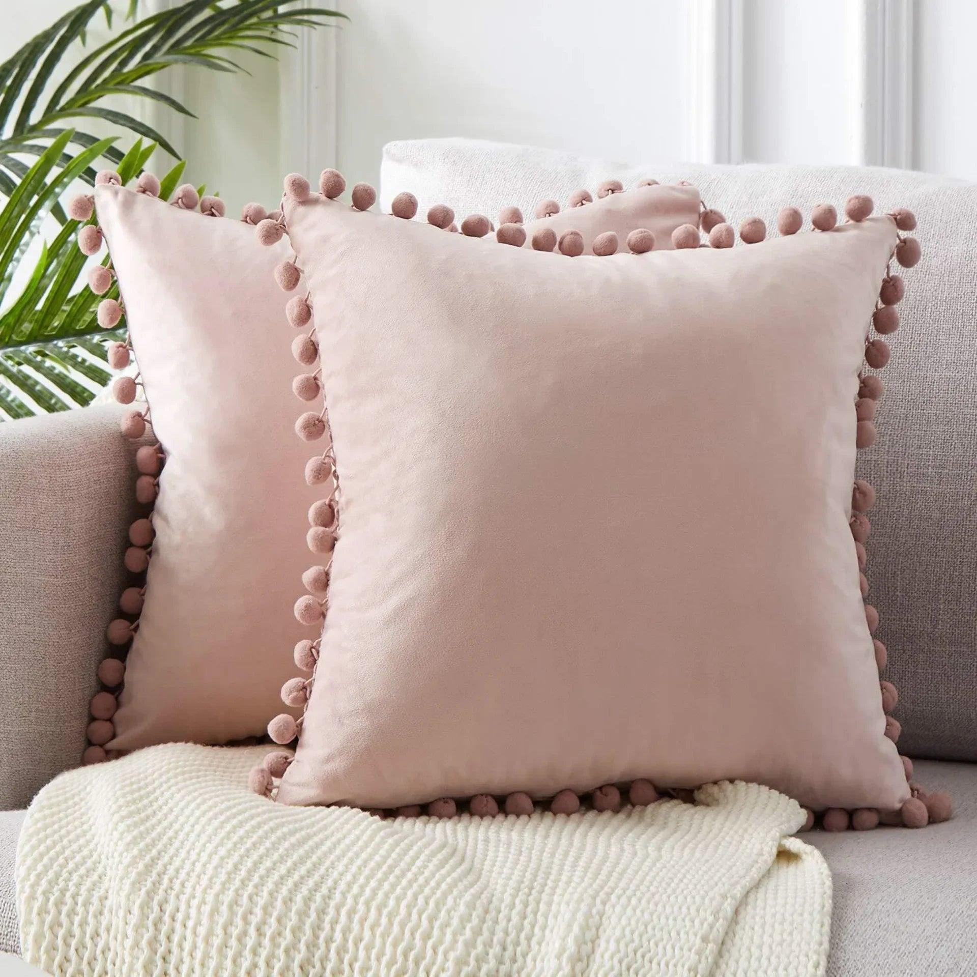 Capa de Almofada de Veludo com Bolinhas Mup-0023-OutletMup-Rosa Claro-OutletMup
