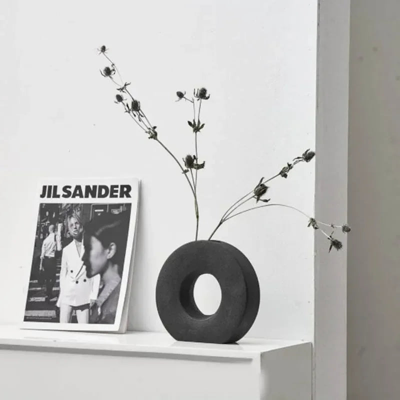 Vaso Donut de Cerâmica Elegance-0183-OutletMup-Preto-OutletMup