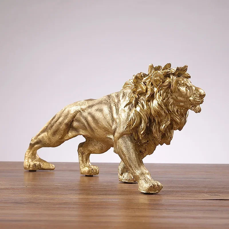 Escultura de Leão Dourado Elegance-0175-OutletMup-OutletMup