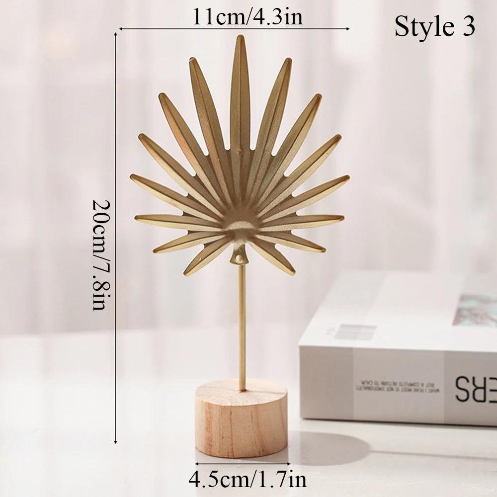 Escultura de Folha de Ginkgo em Ouro Nórdico para Decoração Elegante Mup-0043-OutletMup-A3-OutletMup
