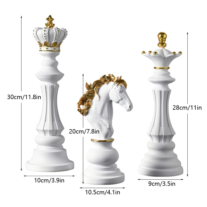 Estátuas Decorativas de Xadrez Elegance-0174-OutletMup-Branco-OutletMup