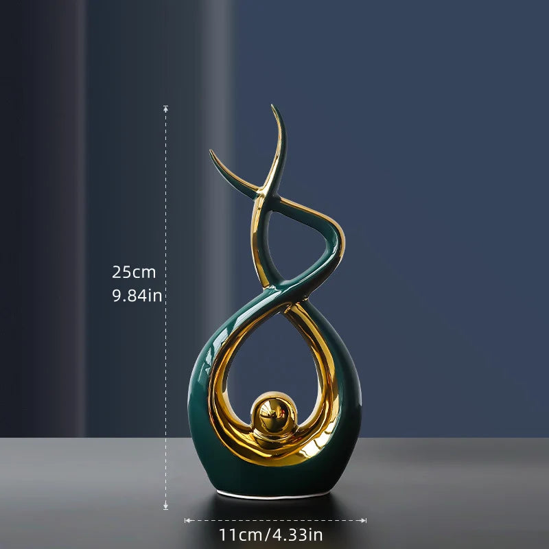 Escultura Abstrata de Cerâmica Elegance-0167-OutletMup-Verde-OutletMup