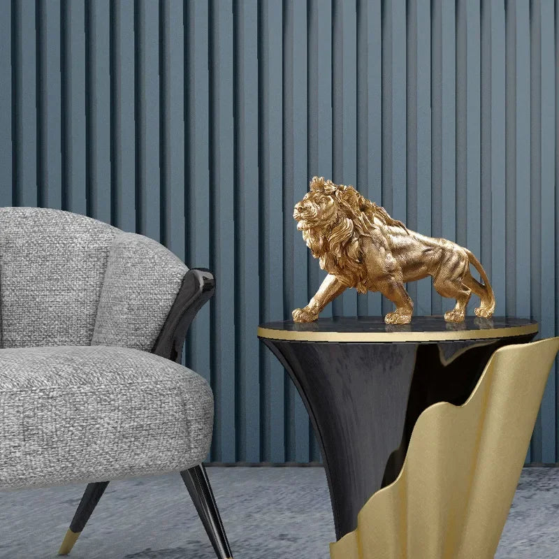 Escultura de Leão Dourado Elegance-0175-OutletMup-OutletMup