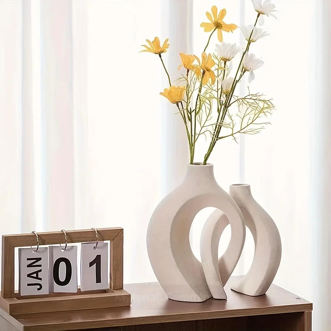 Conjunto 2 Vasos de Cerâmica Moderno para Sala e Prateleira Mup-0032-OutletMup-OutletMup