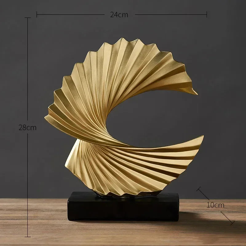 Estátua Abstrata em Resina Elegance-0171-OutletMup-Dourado-OutletMup