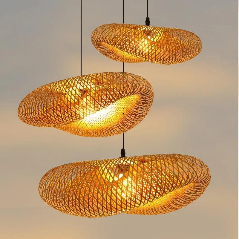 Luminária Pendente de Bambu 40cm para Decoração de Interiores Mup-0094-OutletMup-OutletMup