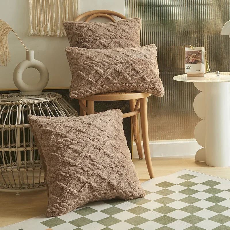 Capas de Almofada Geométricas em Jacquard-0195-OutletMup-Bege-30cmx50cm-OutletMup