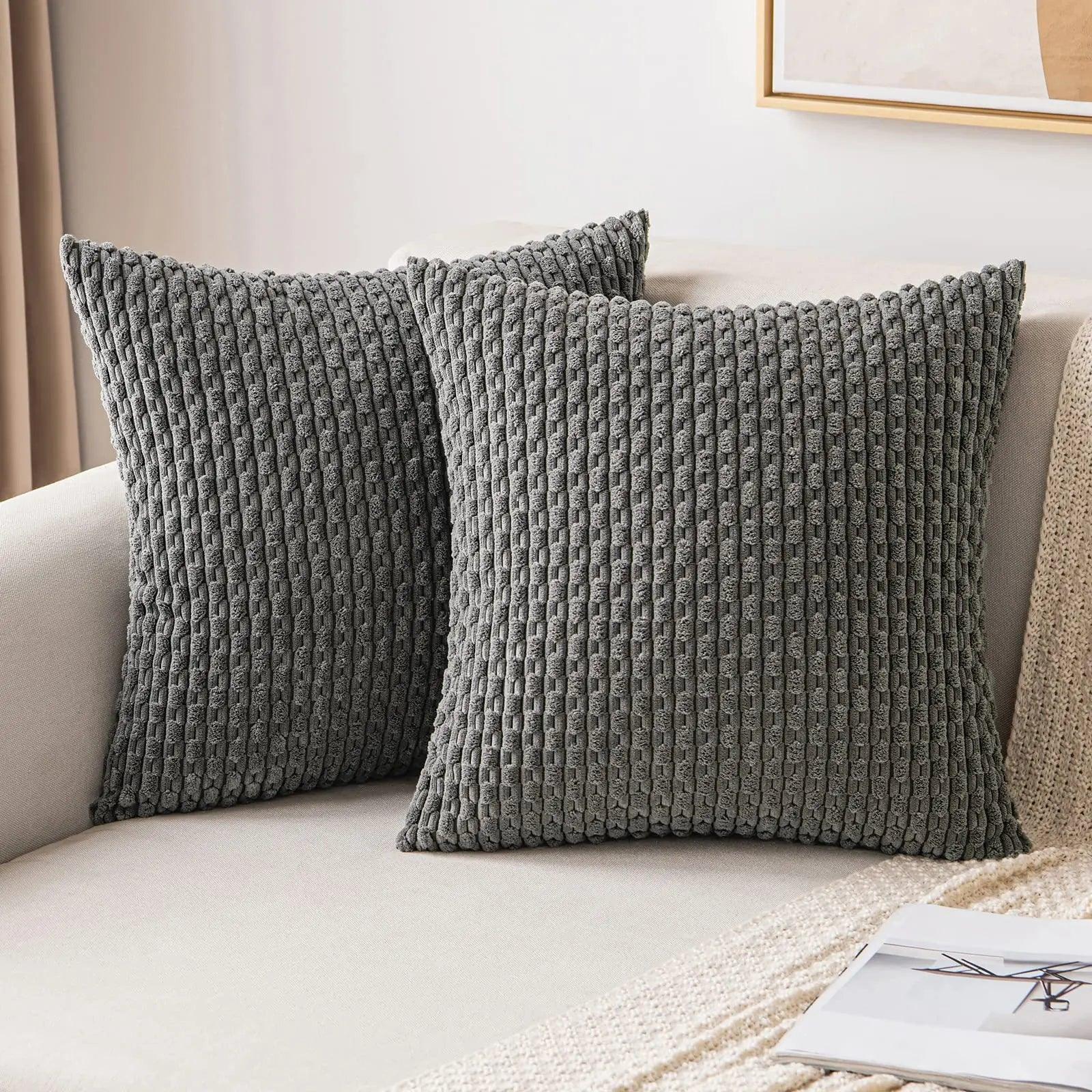 Capa de Almofada 45x45cm – Corduroy Alta Qualidade Mup-0021-OutletMup-Cinza Escuro-OutletMup