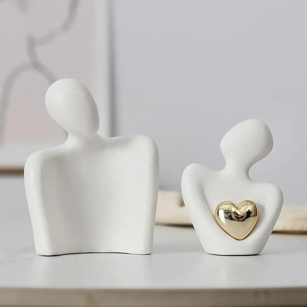 Estátua Decorativa Abstrata de Casal Escultura Moderna em Cerâmica para Sala Mup-0048-OutletMup-OutletMup