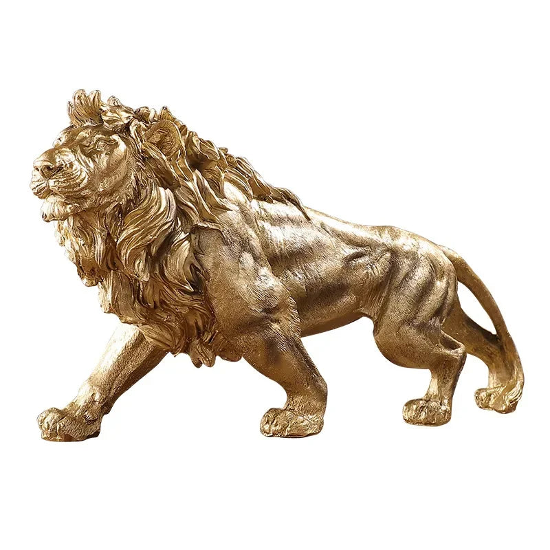 Escultura de Leão Dourado Elegance-0175-OutletMup-OutletMup
