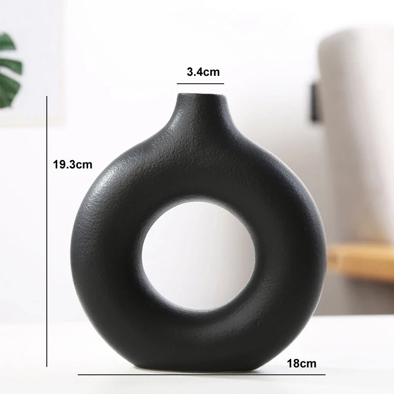 Vaso Redondo Oco de Cerâmica Elegance-0162-OutletMup-Preto-OutletMup