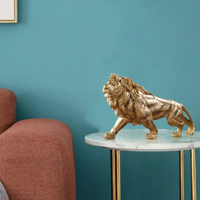 Escultura de Leão Dourado Elegance-0175-OutletMup-OutletMup