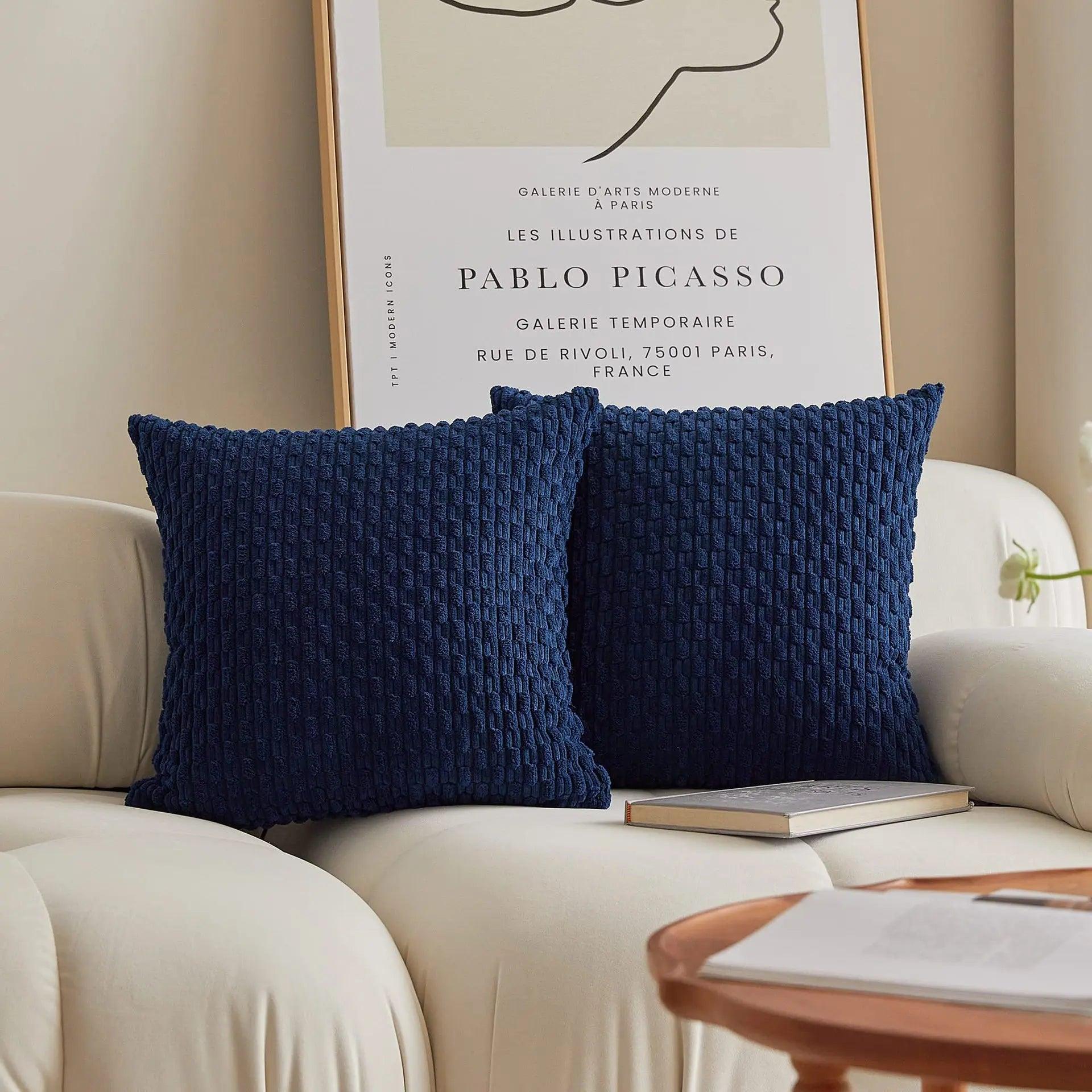 Capa de Almofada 45x45cm – Corduroy Alta Qualidade Mup-0021-OutletMup-Azul Marinho-OutletMup
