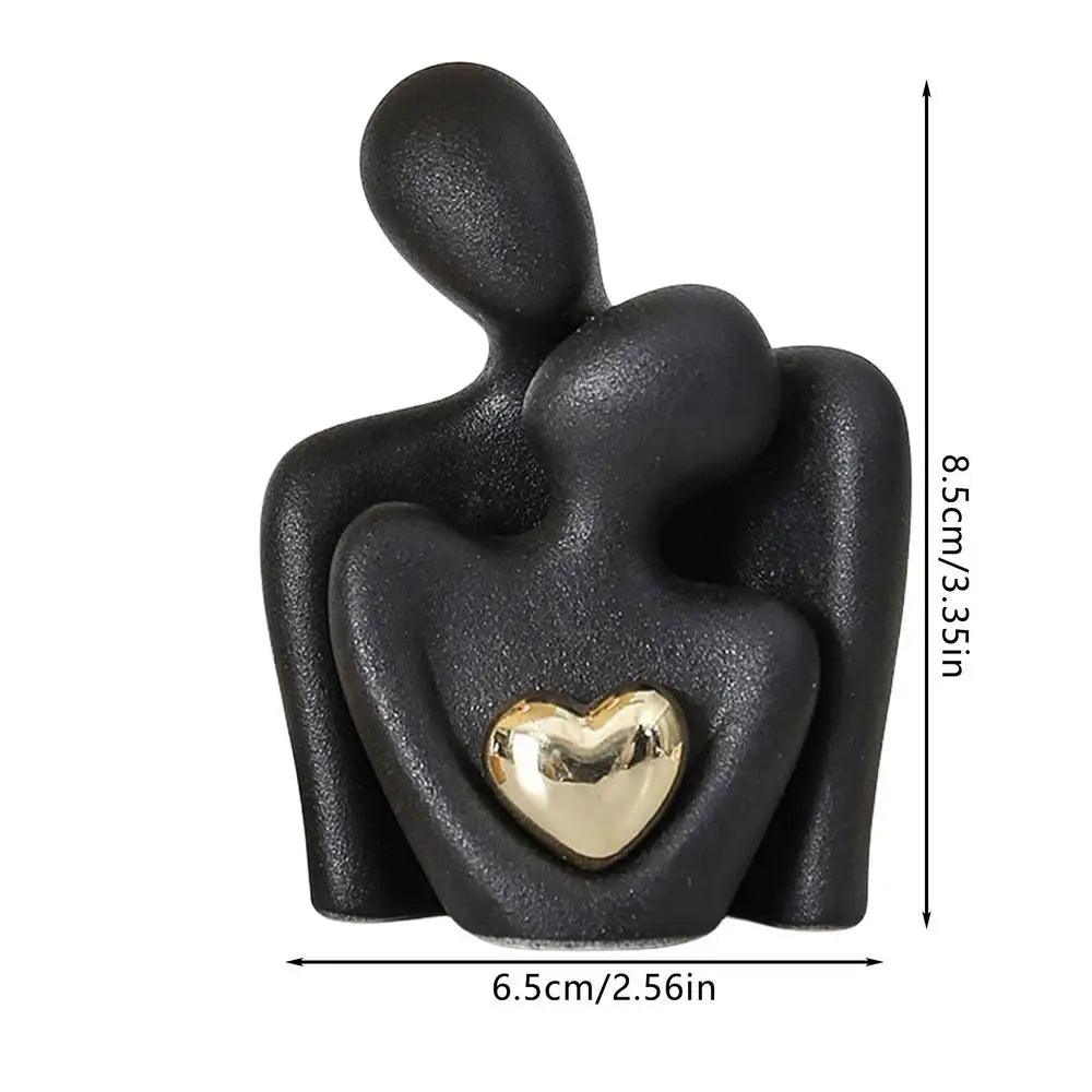 Estátua Decorativa Abstrata de Casal Escultura Moderna em Cerâmica para Sala Mup-0048-OutletMup-Preto-OutletMup