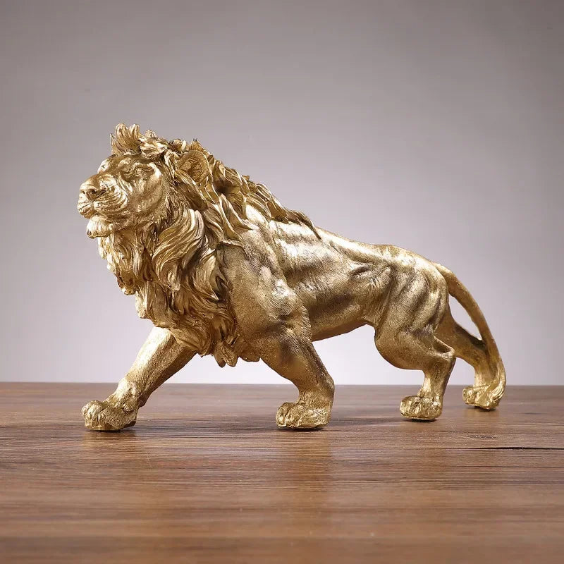 Escultura de Leão Dourado Elegance-0175-OutletMup-OutletMup