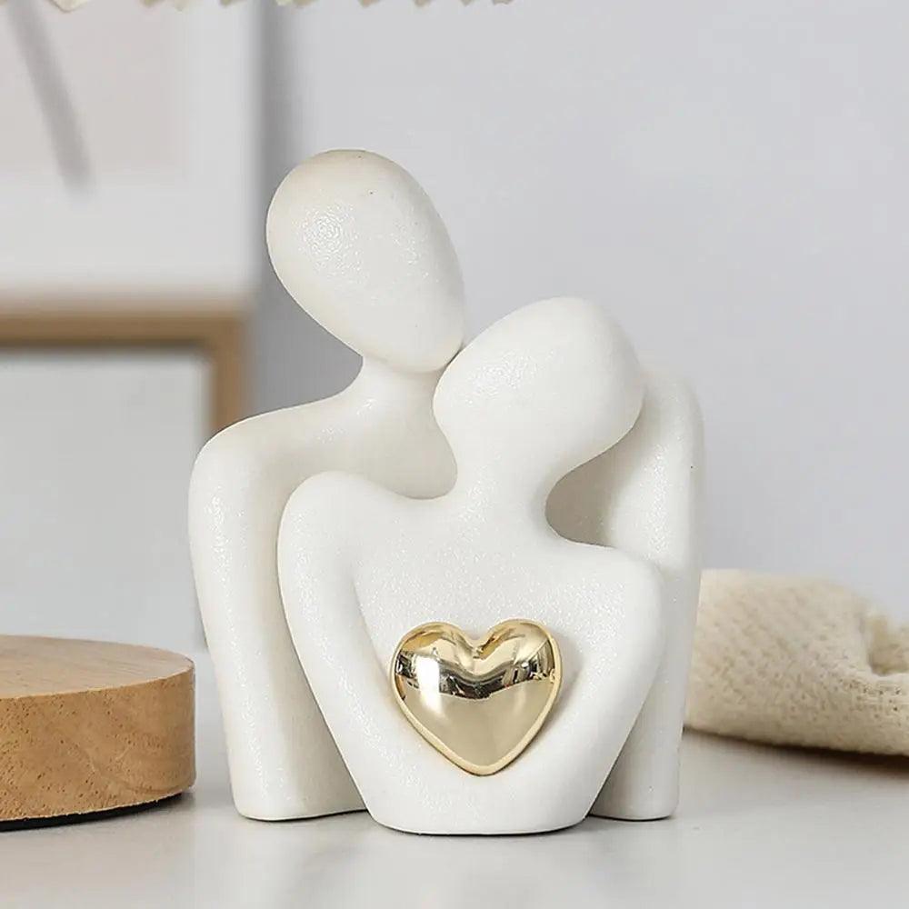 Estátua Decorativa Abstrata de Casal Escultura Moderna em Cerâmica para Sala Mup-0048-OutletMup-OutletMup