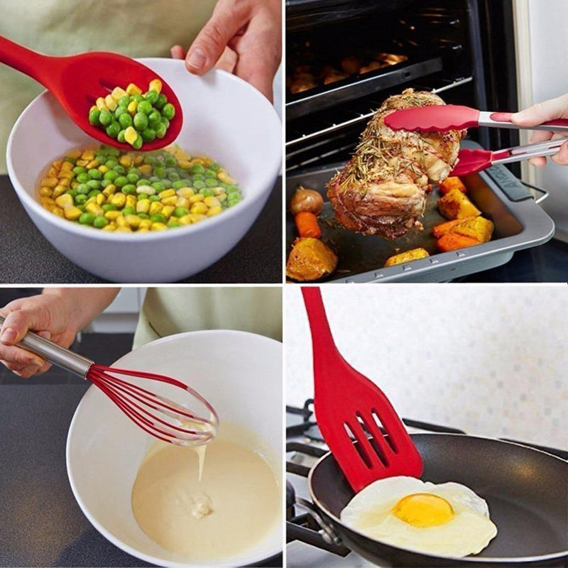 Conjunto de Utensílios em Silicone Resistentes e Práticos para Cozinha