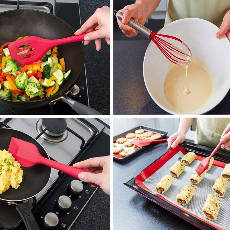 Conjunto de Utensílios em Silicone Resistentes e Práticos para Cozinha