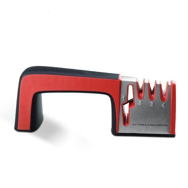 Afiador Japonês Profissional 4 em 1 para Facas e Tesouras Mup-0004-OutletMup-Vermelho-OutletMup